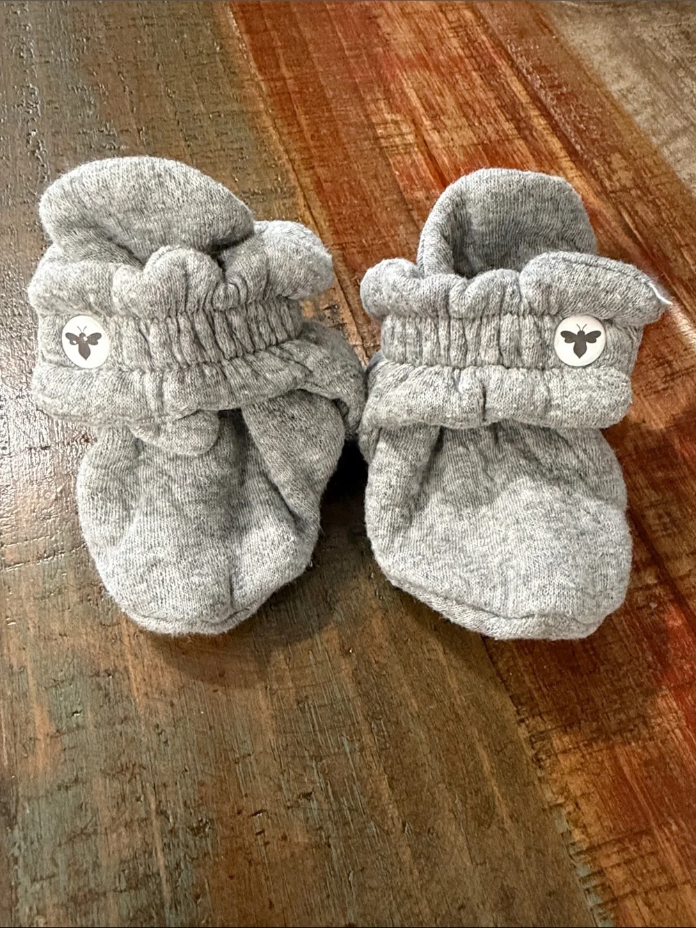 Burt’s Bees Baby Booties Gray 0-3 Months Organic Cotton Newborn Shoes